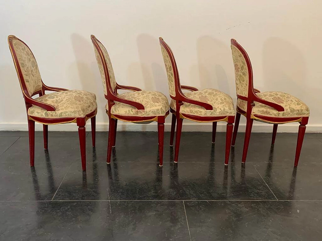 4 Chairs in lacquered wood and gold leaf, 1930s 1444242