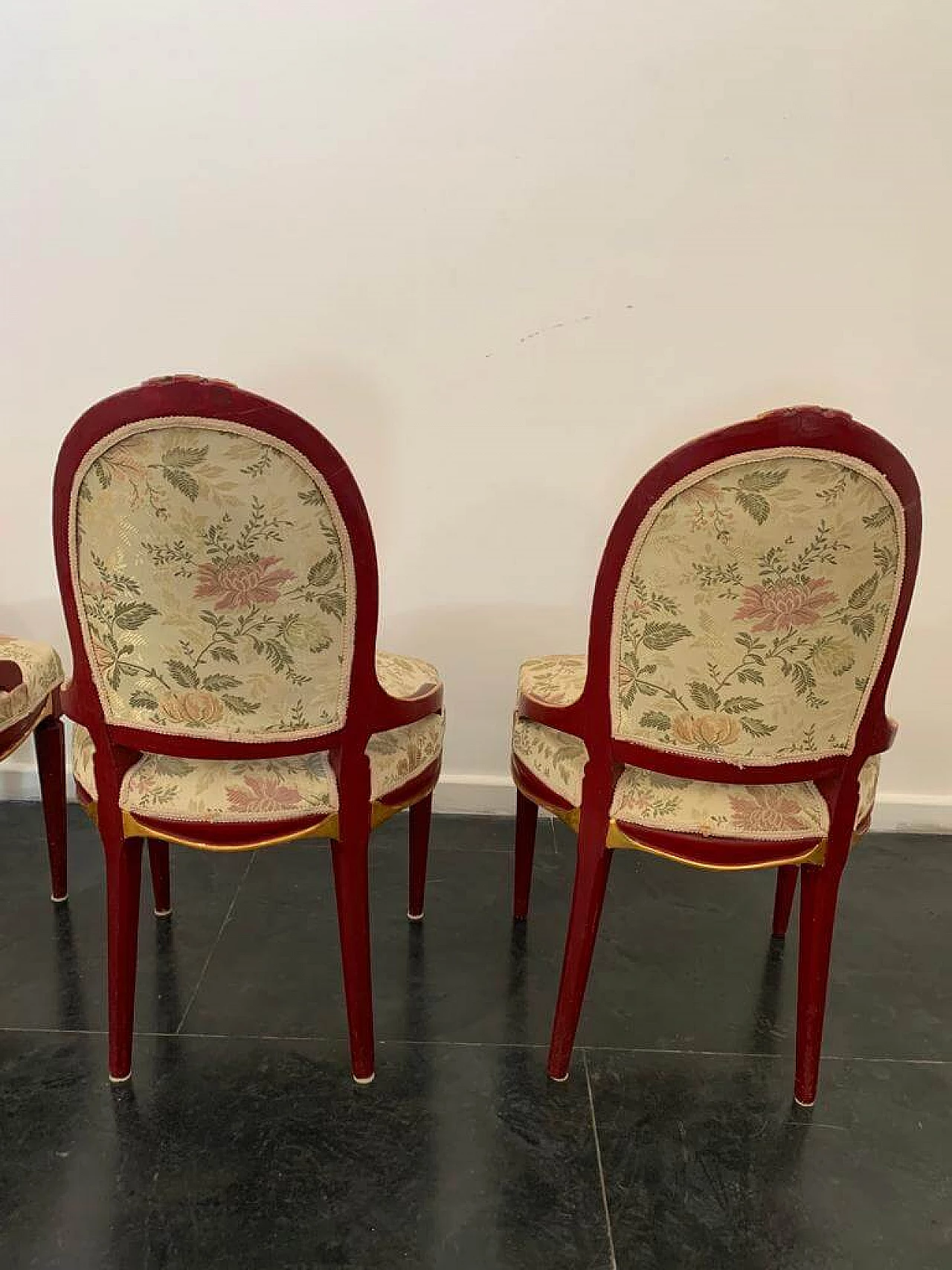 4 Chairs in lacquered wood and gold leaf, 1930s 1444243