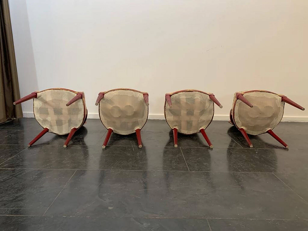4 Chairs in lacquered wood and gold leaf, 1930s 1444245