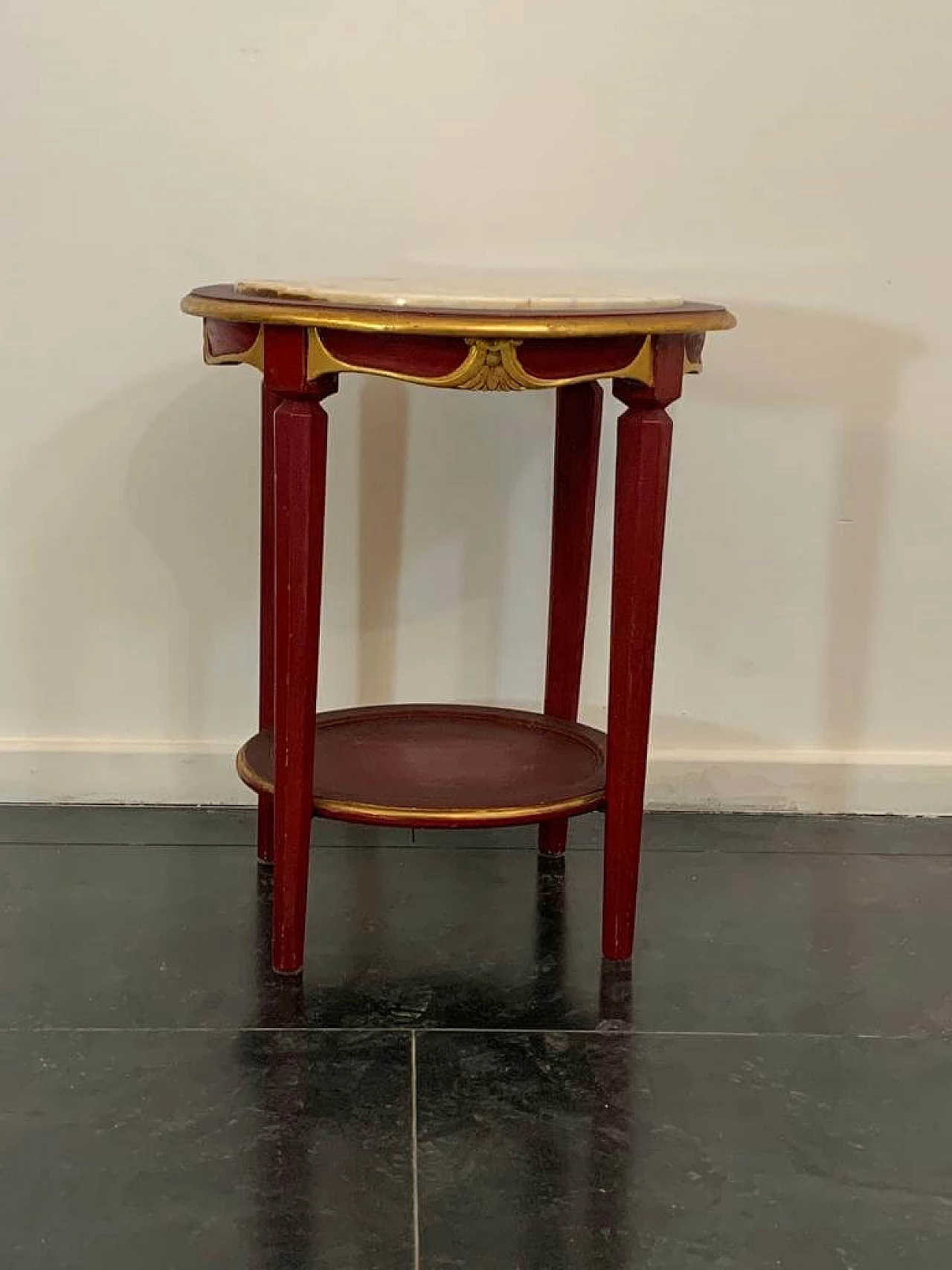 Tavolino laccato con piano in marmo, anni '30 1444251
