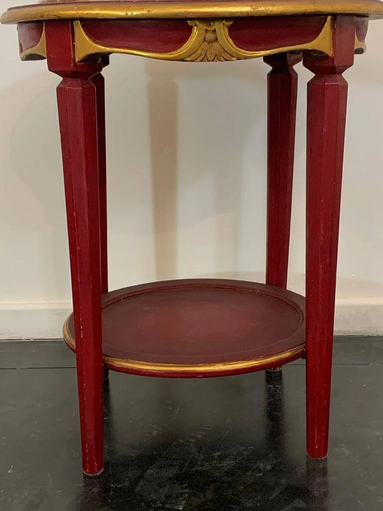 Tavolino laccato con piano in marmo, anni '30 1444253