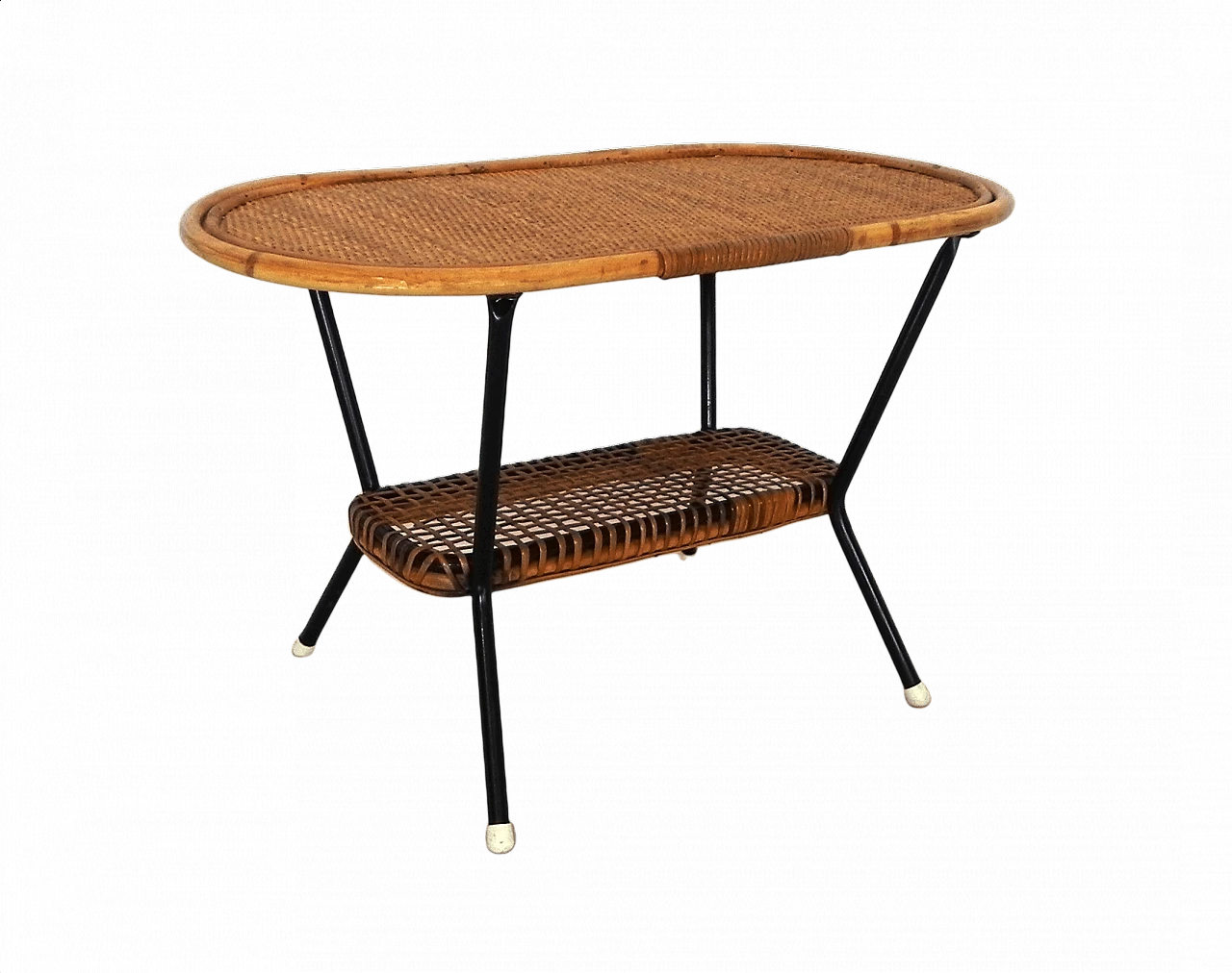 Tavolino in bamboo e rattan, anni '70 1444284