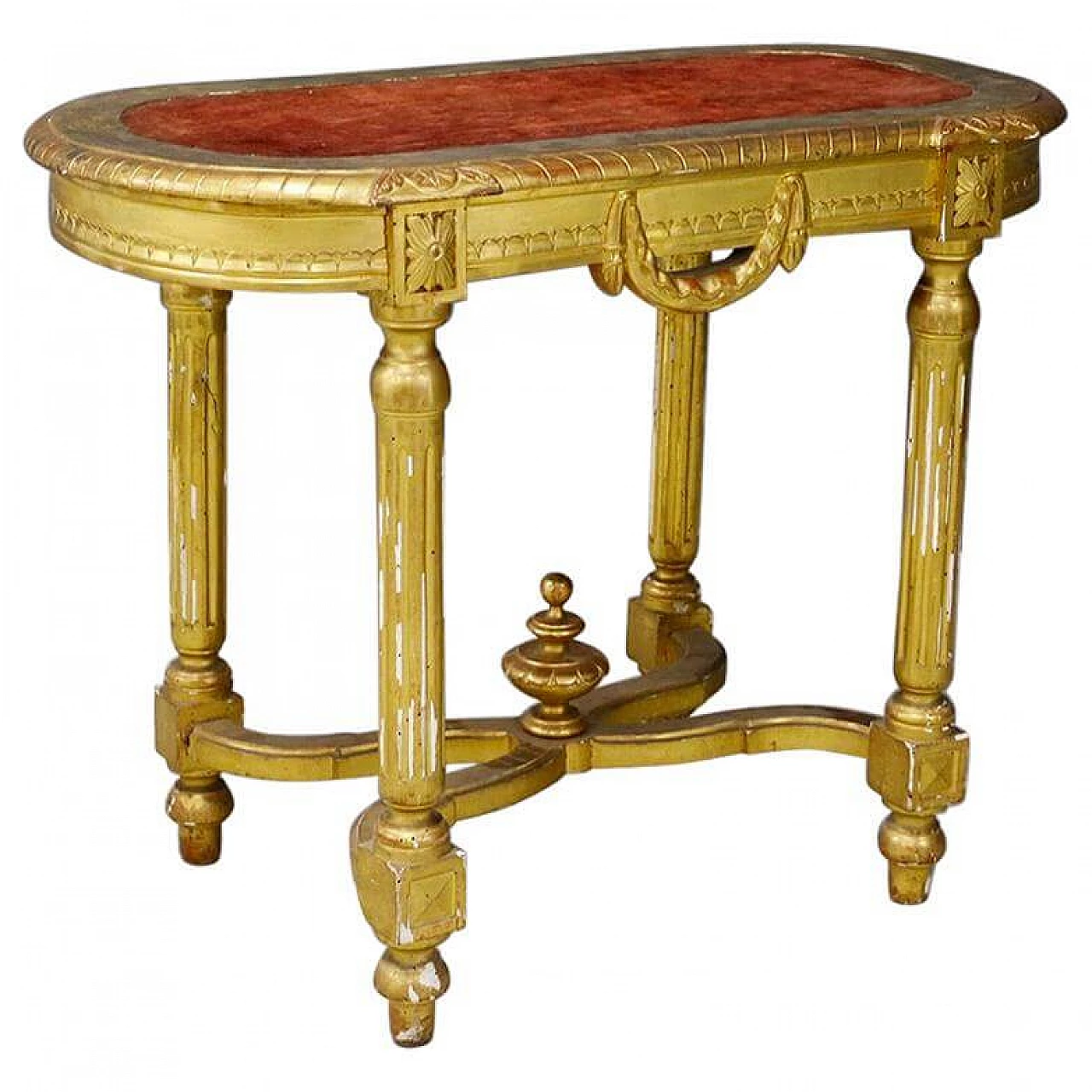 Gilded wooden console table with velvet top, 19th century 1444435