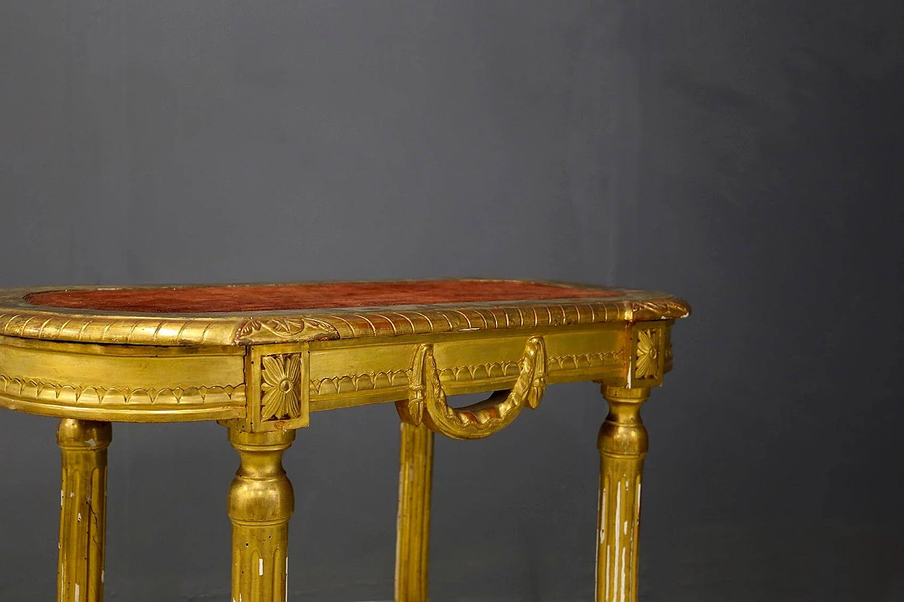 Consolle in legno dorato con piano in velluto, del '800 1444436