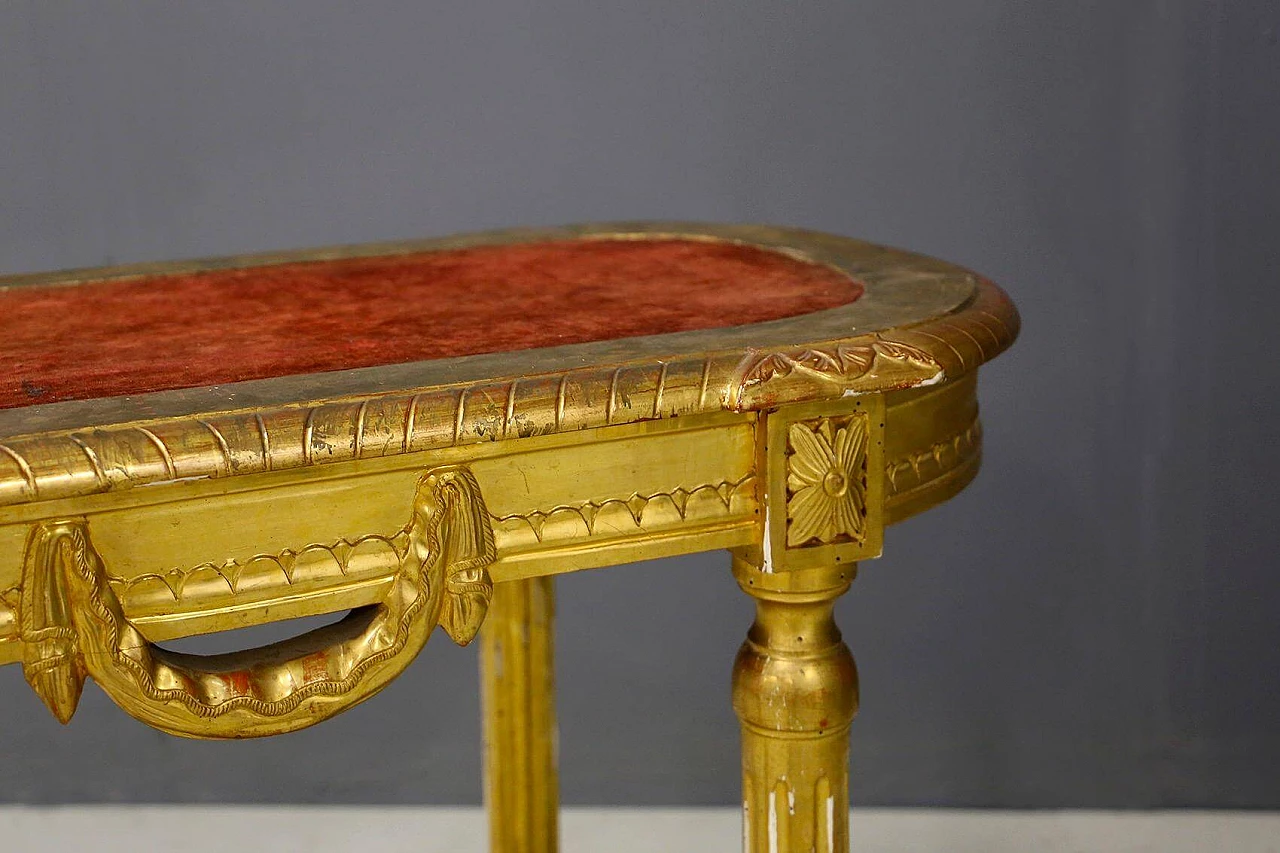 Gilded wooden console table with velvet top, 19th century 1444437