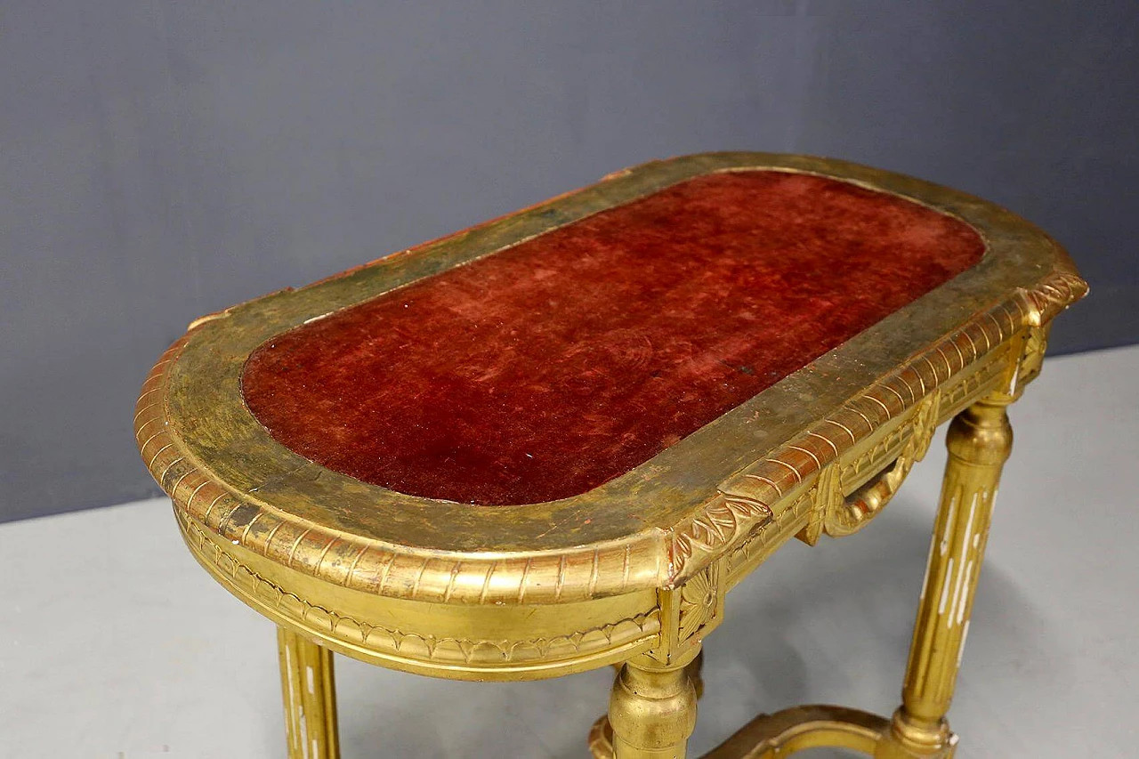 Gilded wooden console table with velvet top, 19th century 1444438