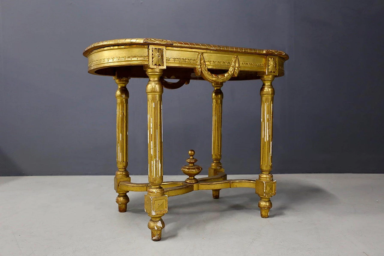 Gilded wooden console table with velvet top, 19th century 1444439