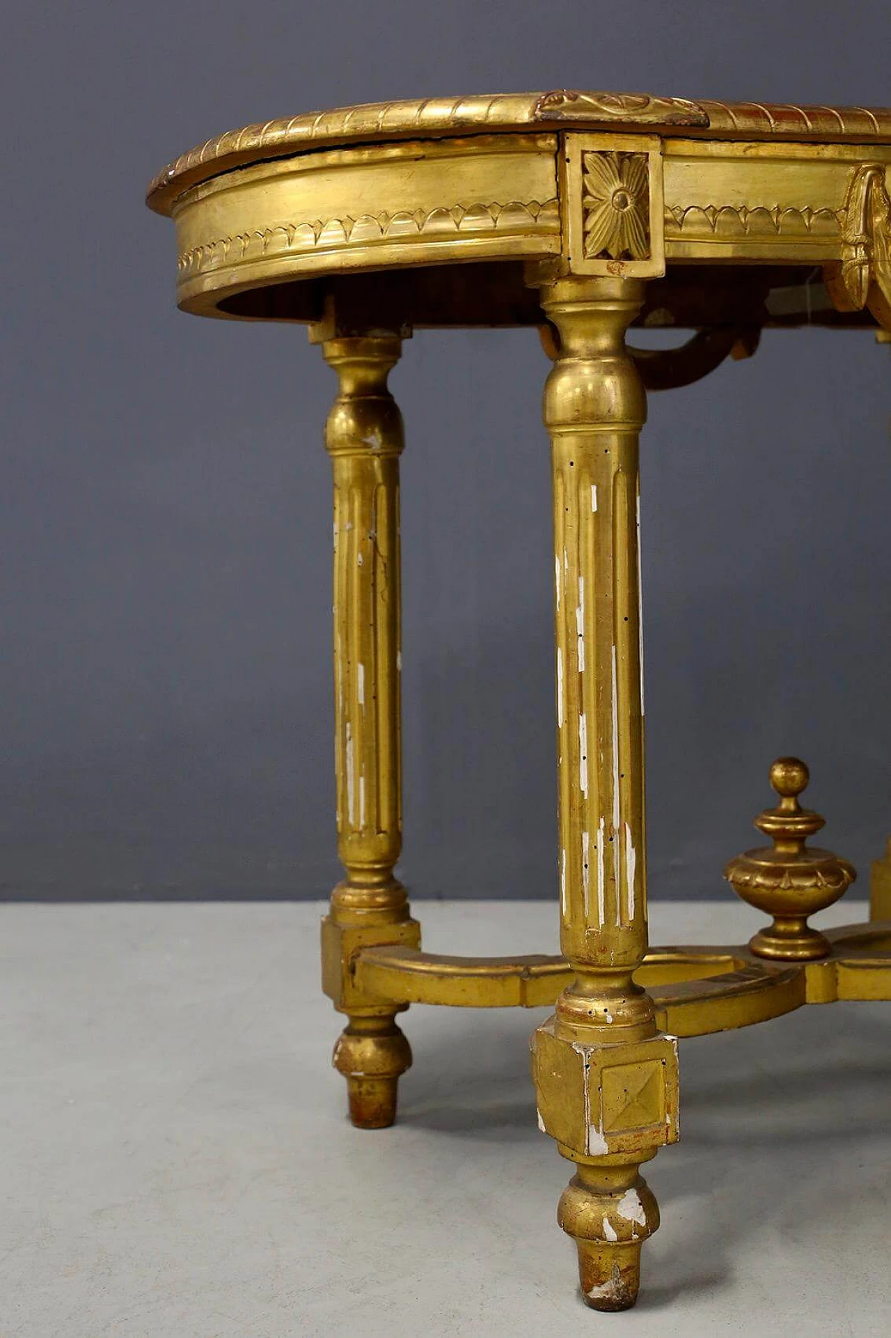 Gilded wooden console table with velvet top, 19th century 1444440
