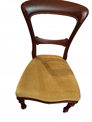 English-style chair with yellow velvet seat, 1980s