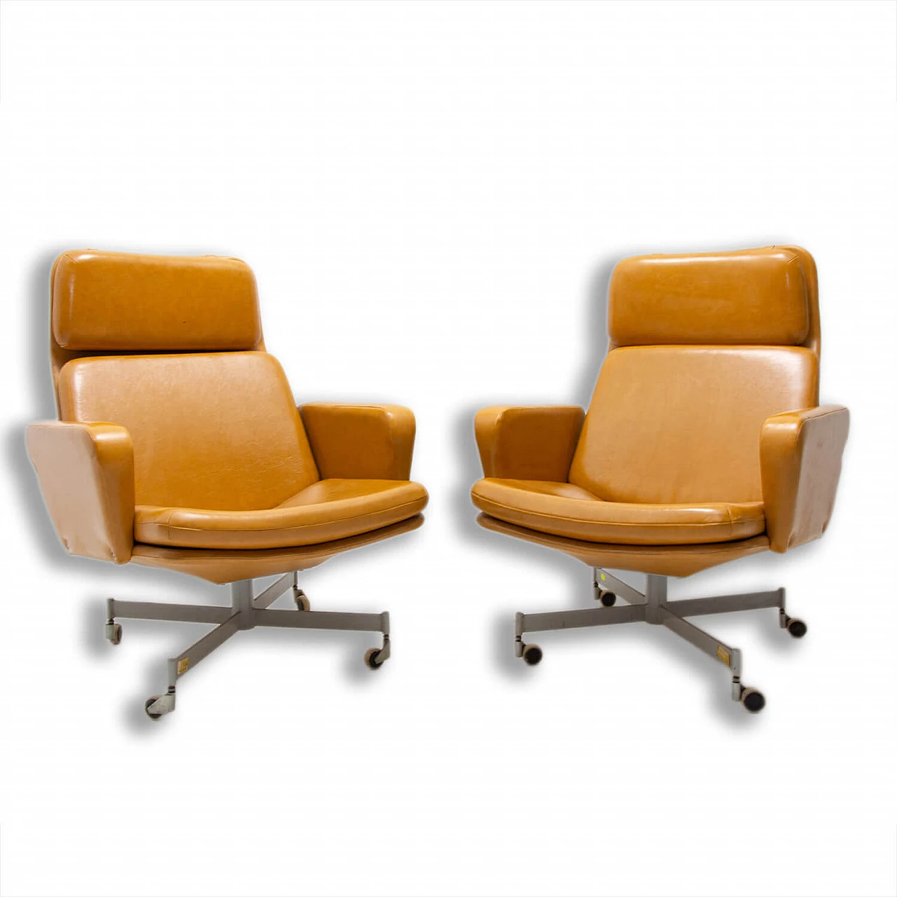 Pair of leatherette swivel armchairs, 1970s 1444602