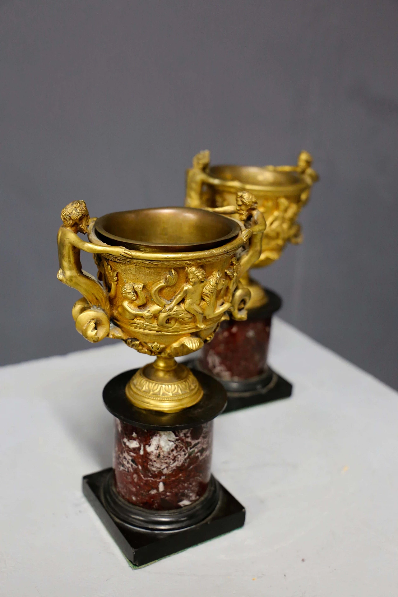 Pair of bronze and marble bowls from the Napoleon III era, 19th century 1444688