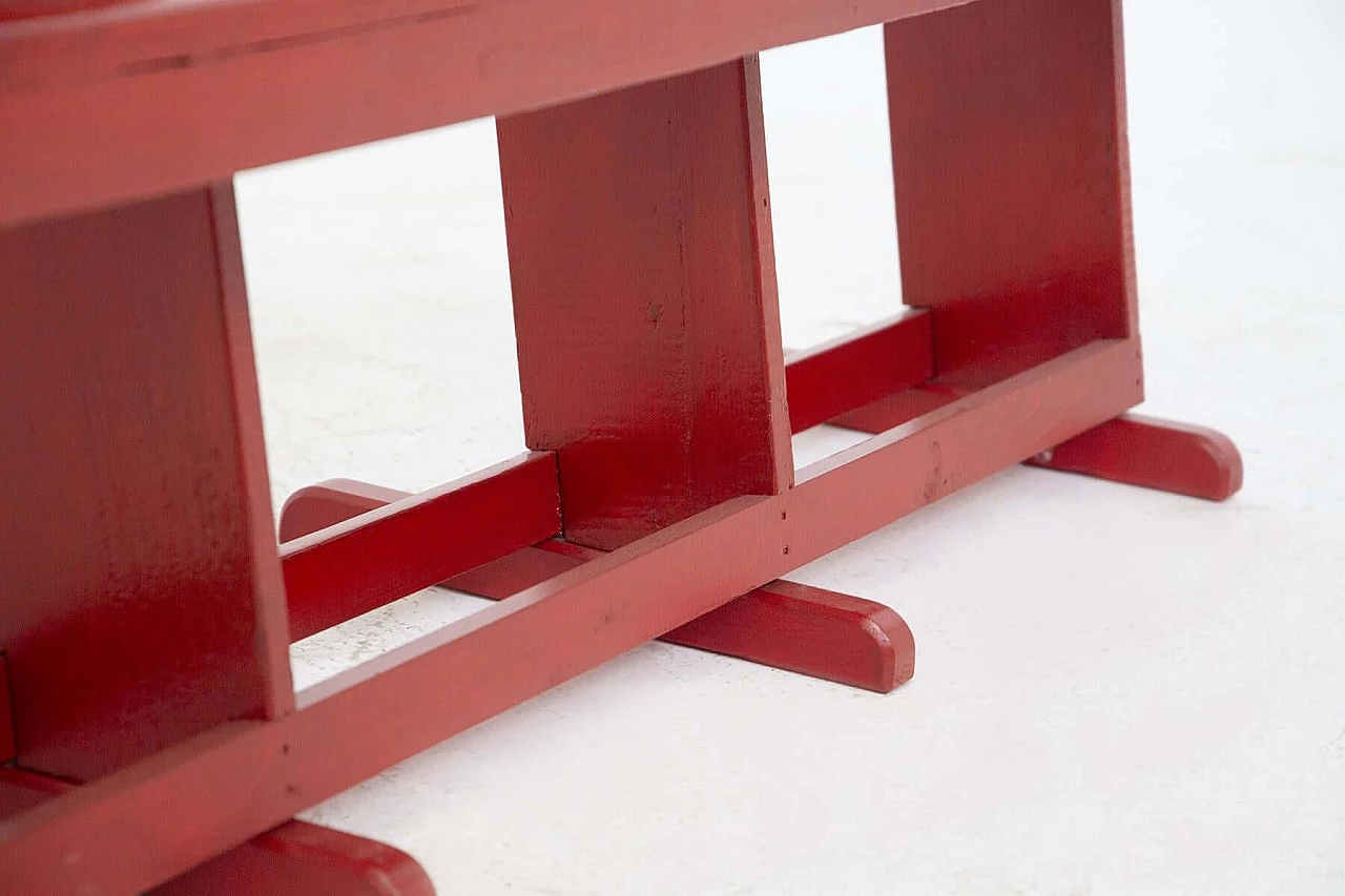 Panchina in legno laccato rosso, anni '30 1444702