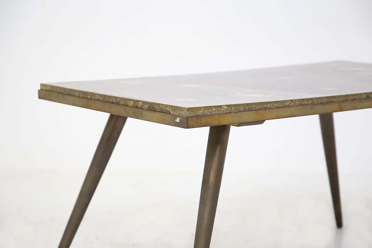 Brass and resin coffee table with marine fossils, 1950s 1444755