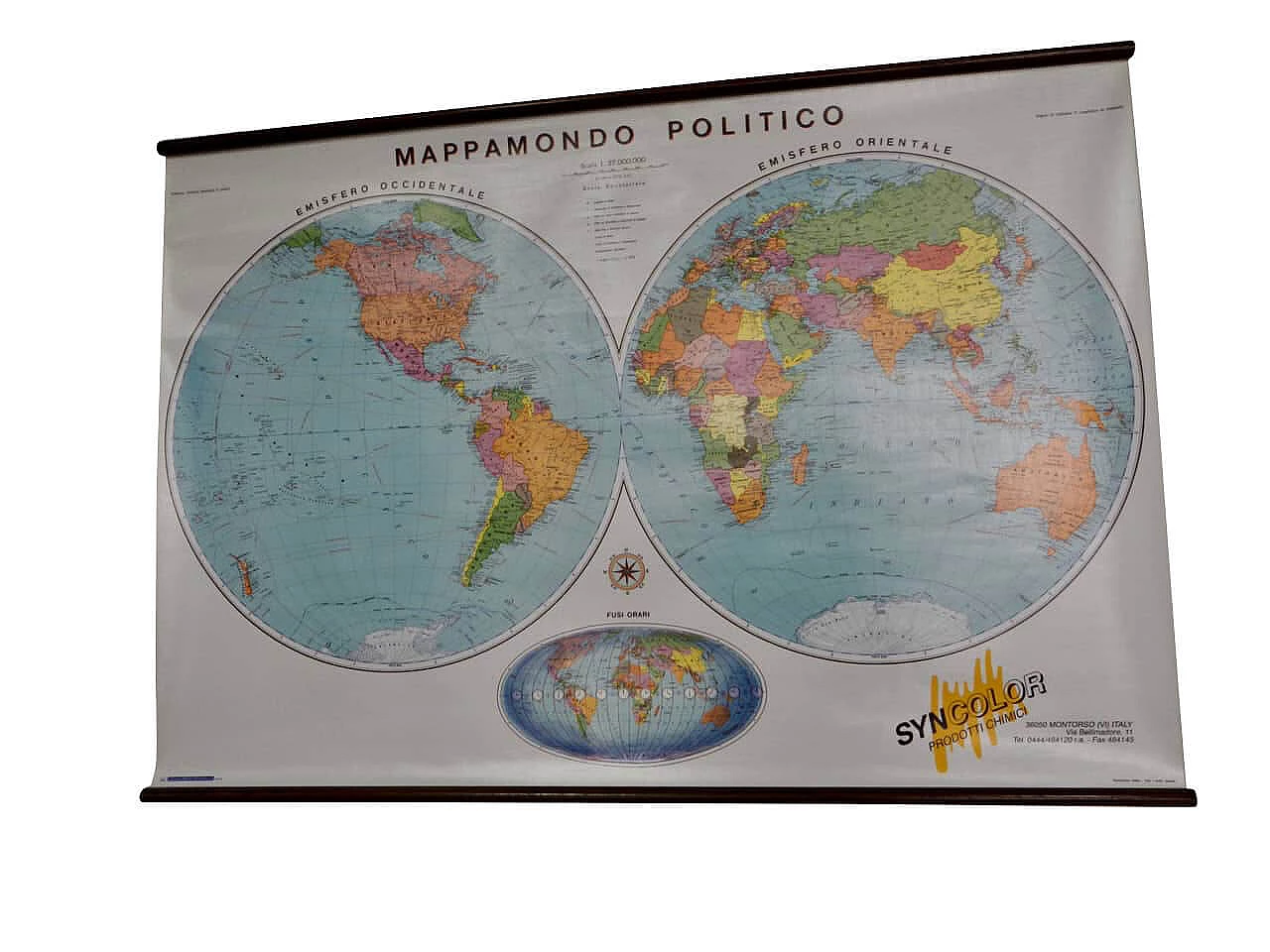 World map by Litografica Firenze, 1980s 1445595