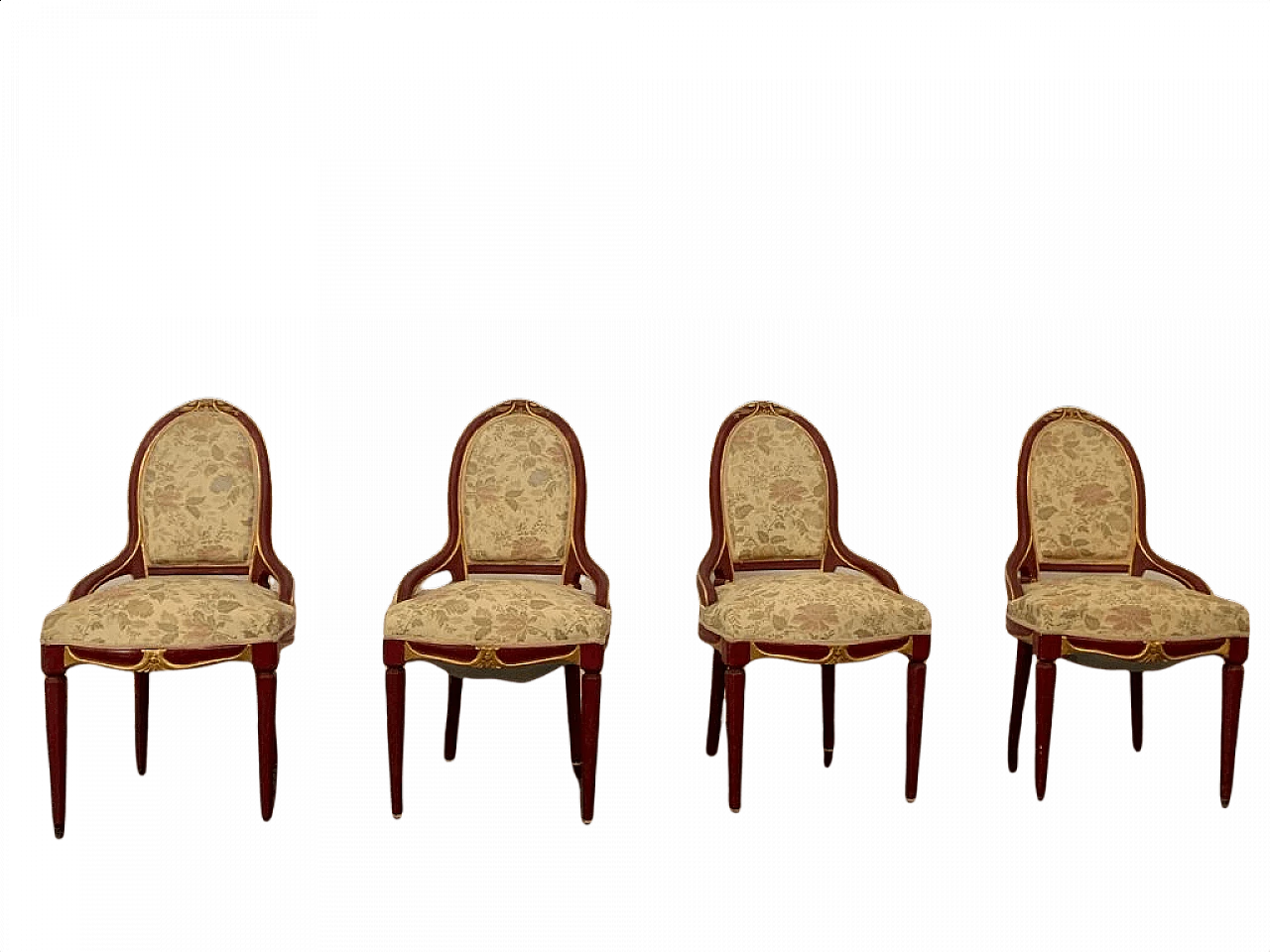 4 Chairs in lacquered wood and gold leaf, 1930s 1445634