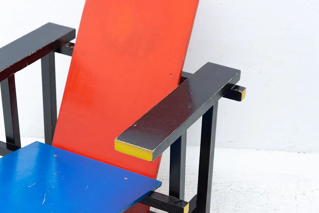 Sedia Rossa e Blu di Gerrit Rietveld in legno laccato, anni '70 1445745