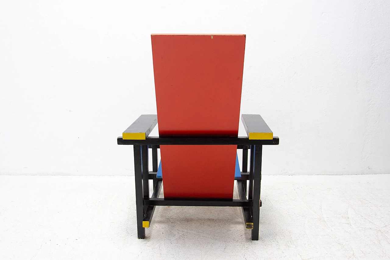 Lacquered wood Red and Blue chair by Gerrit Rietveld, 1970s 1445749