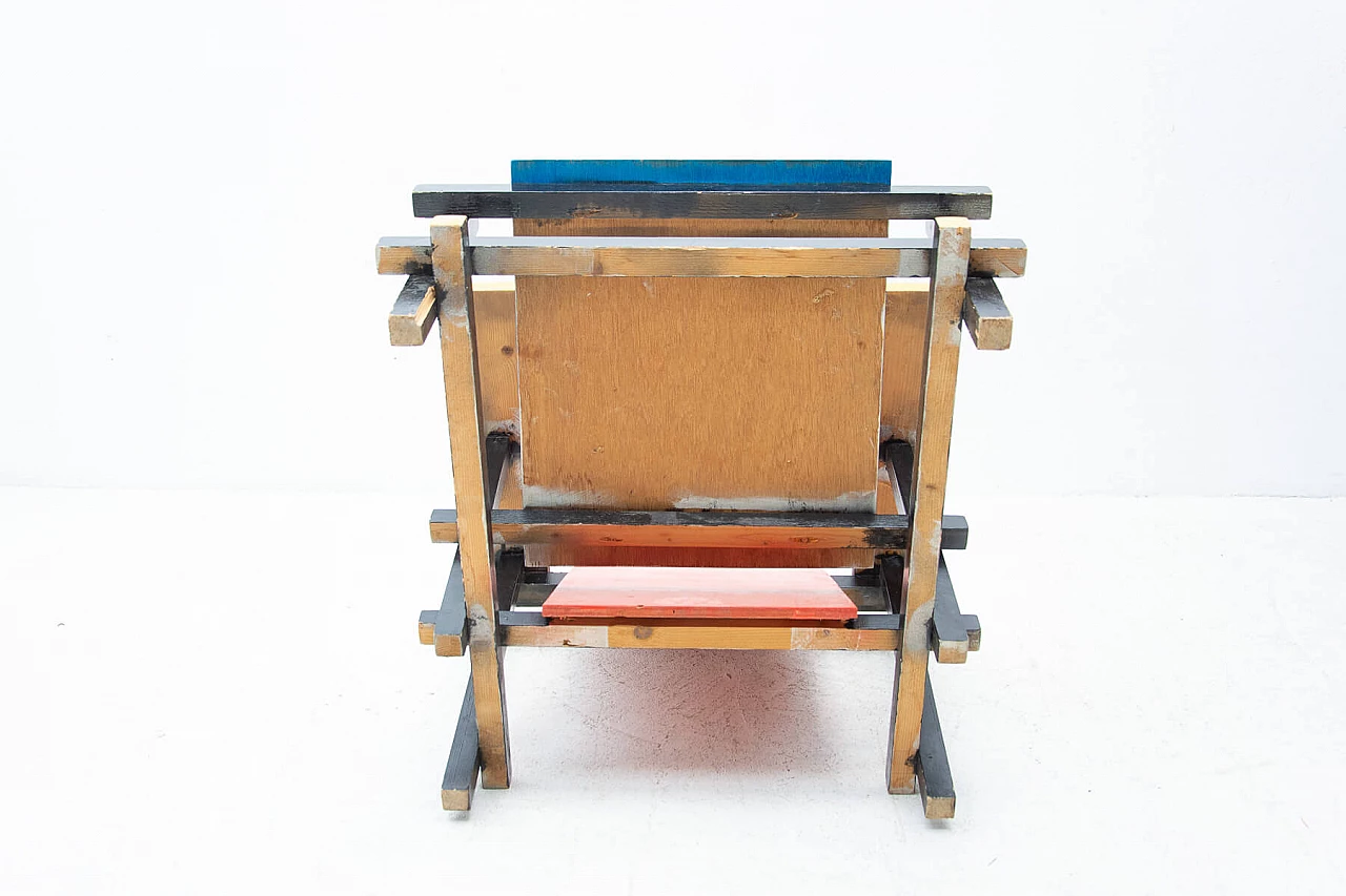 Lacquered wood Red and Blue chair by Gerrit Rietveld, 1970s 1445751