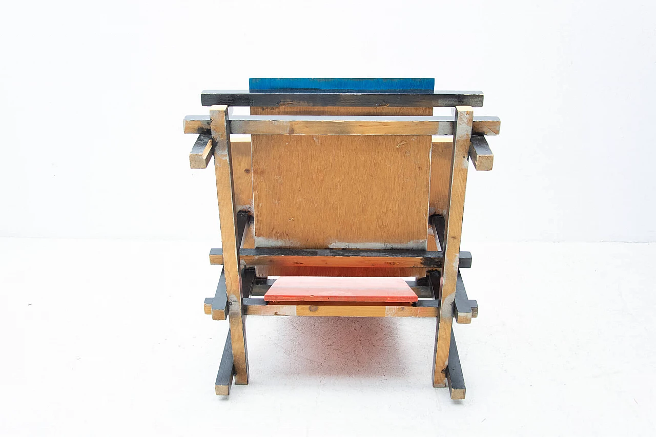 Sedia Rossa e Blu di Gerrit Rietveld in legno laccato, anni '70 1445751