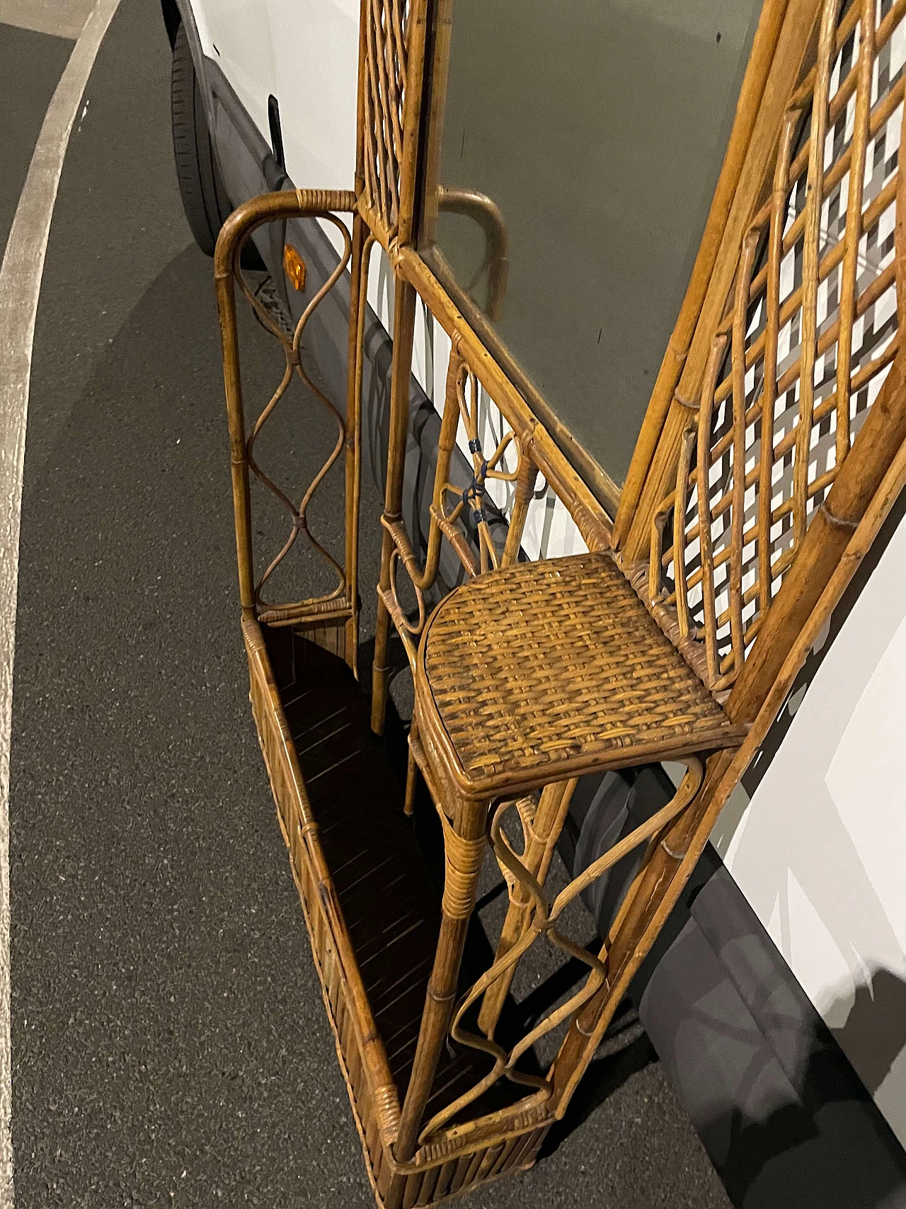 Appendiabiti in bambù con specchio, anni '50 1446246