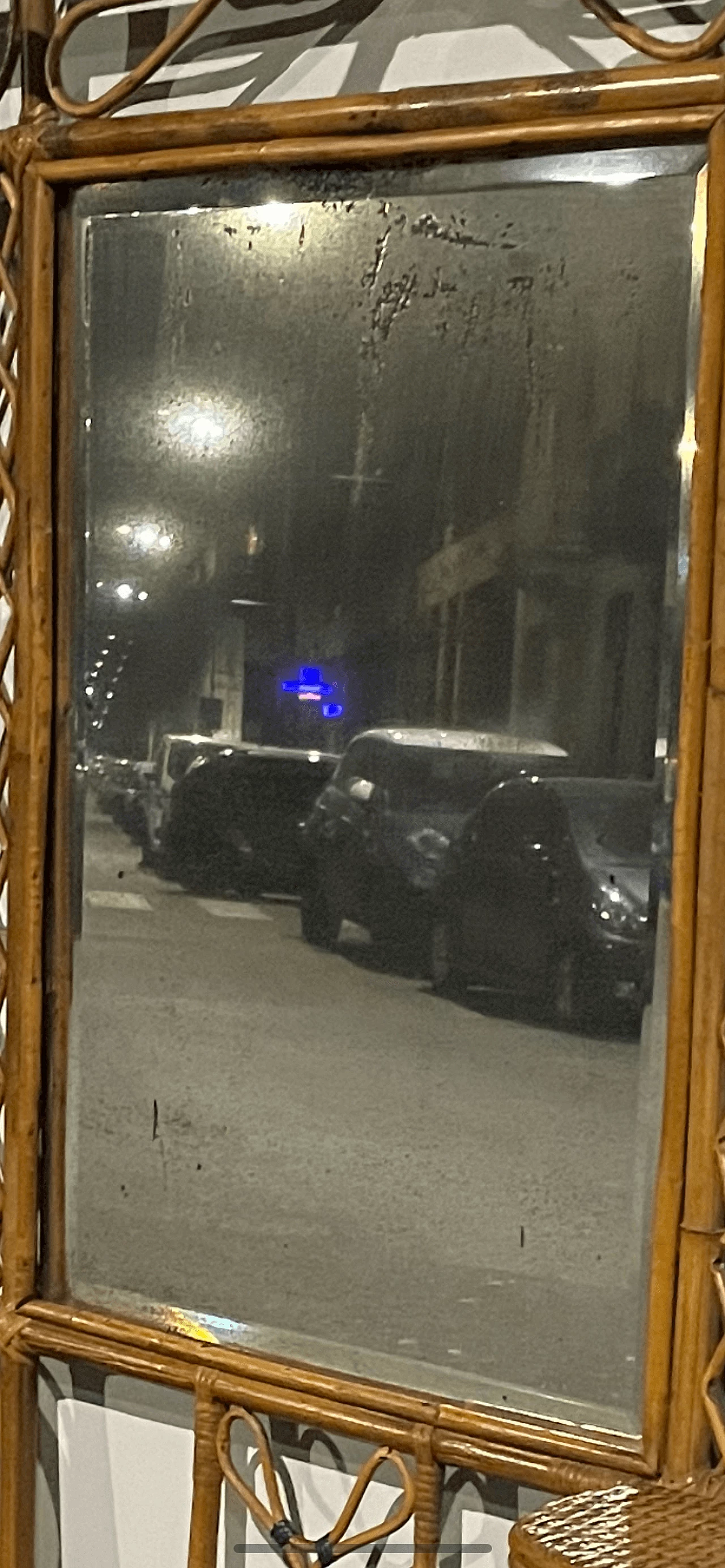 Appendiabiti in bambù con specchio, anni '50 1446247