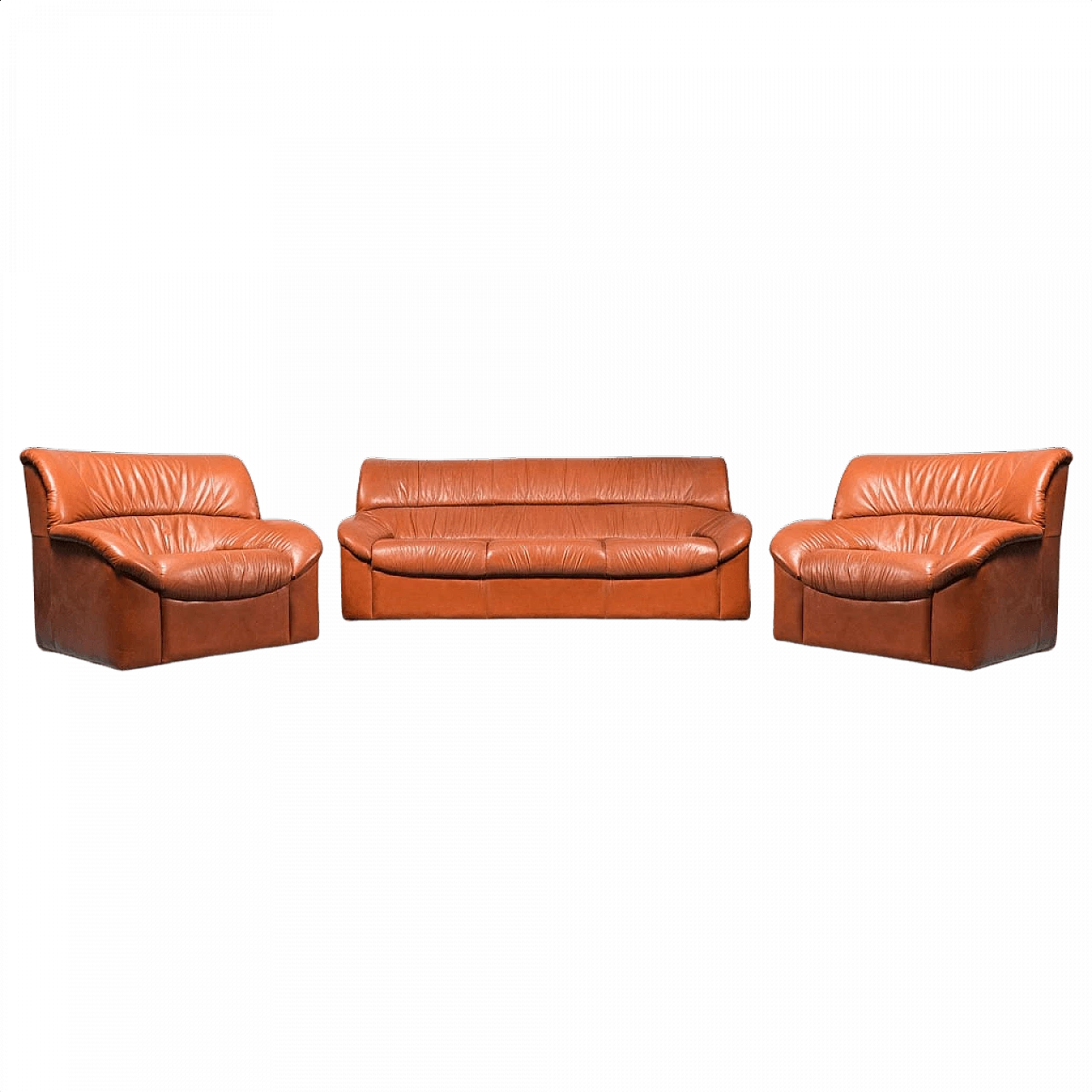 Leather sofa and 2 armchairs, 1970s 1446304