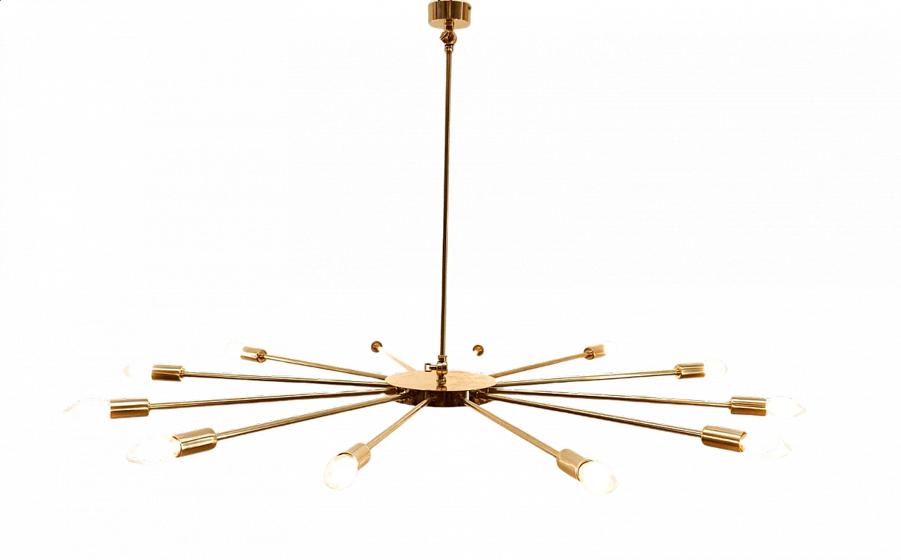 Sputnik 12-light brass chandelier, 1980s 1446485