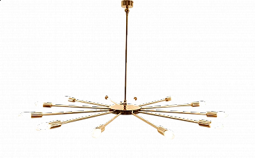 Lampadario Sputnik in ottone 12 luci regolabile, anni '80
