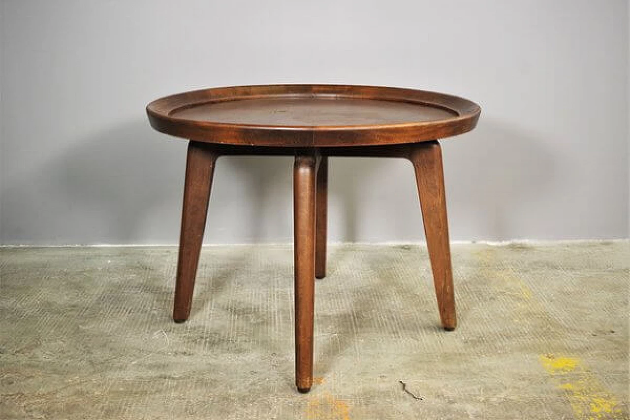 Tavolino da caffè rotondo in legno, anni '70 1447243