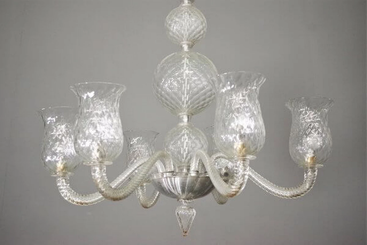 Lampadario in vetro di Murano di Venini, anni '50 1447243