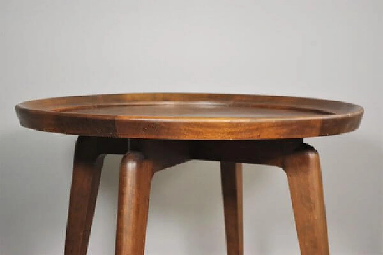 Tavolino da caffè rotondo in legno, anni '70 1447245