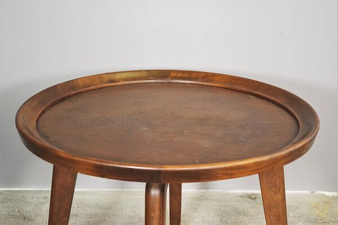 Tavolino da caffè rotondo in legno, anni '70 1447247