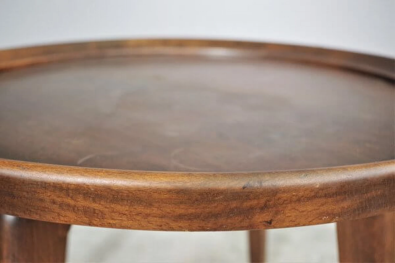 Tavolino da caffè rotondo in legno, anni '70 1447249