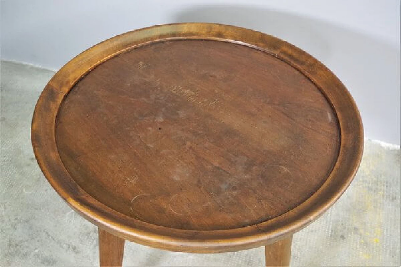 Tavolino da caffè rotondo in legno, anni '70 1447253