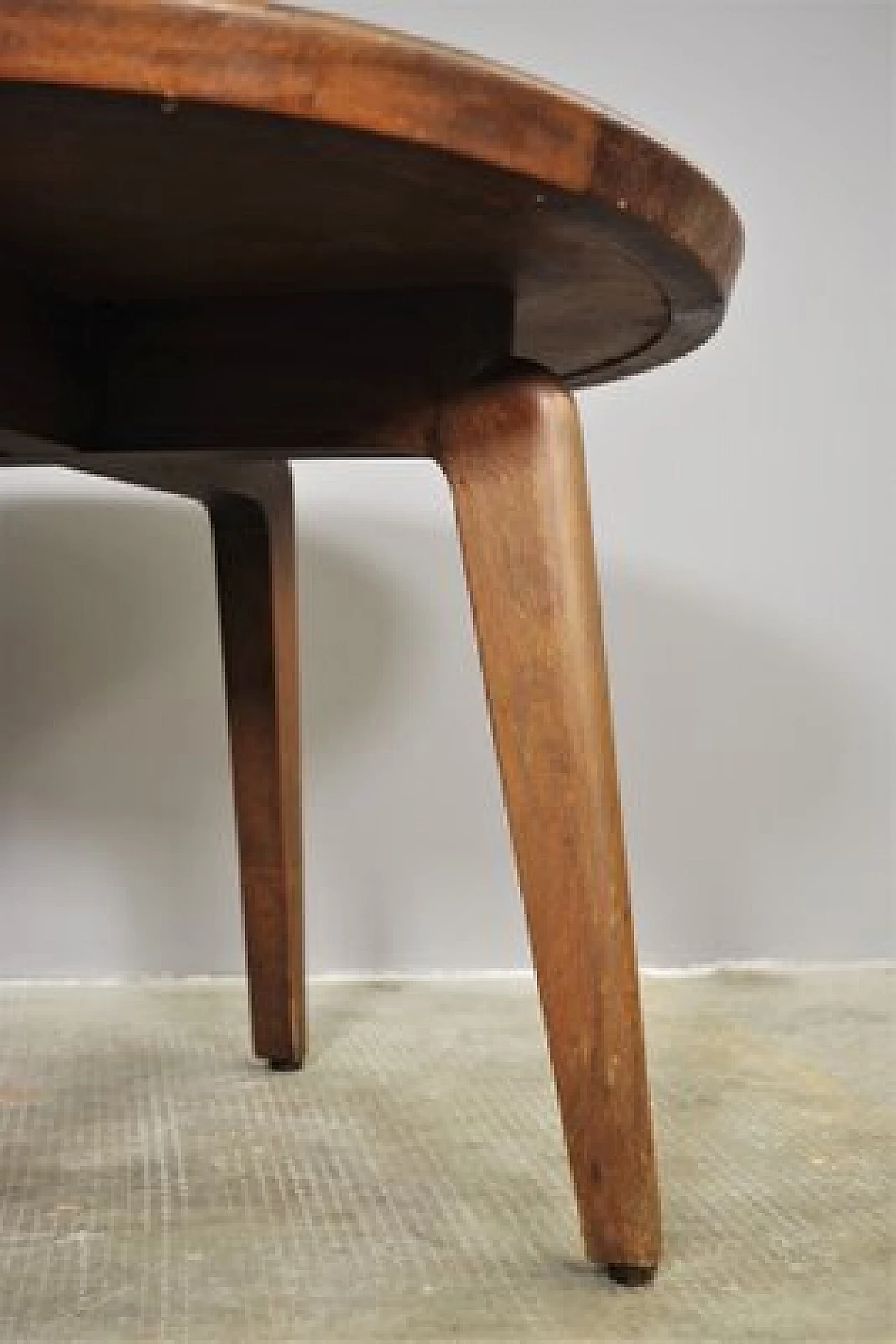 Tavolino da caffè rotondo in legno, anni '70 1447258