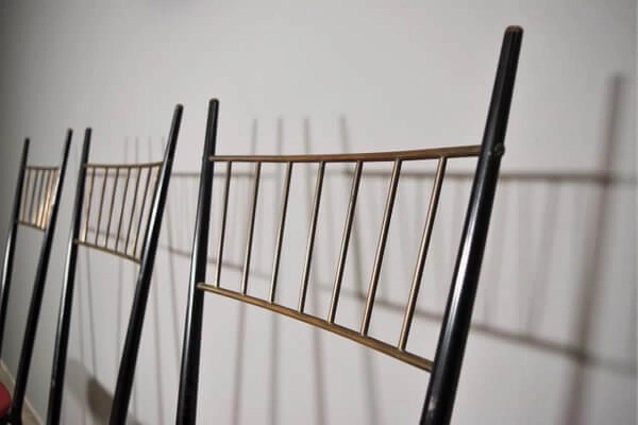 6 Iron and red leatherette chairs, 1950s 1447266