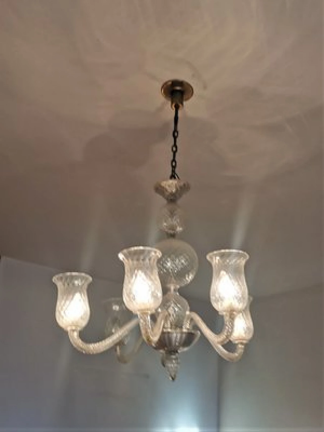 Lampadario in vetro di Murano di Venini, anni '50 1447269