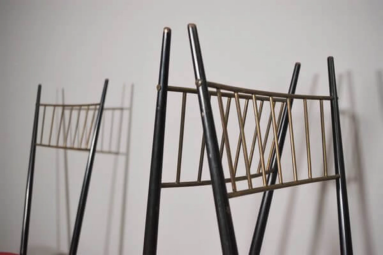 6 Iron and red leatherette chairs, 1950s 1447273