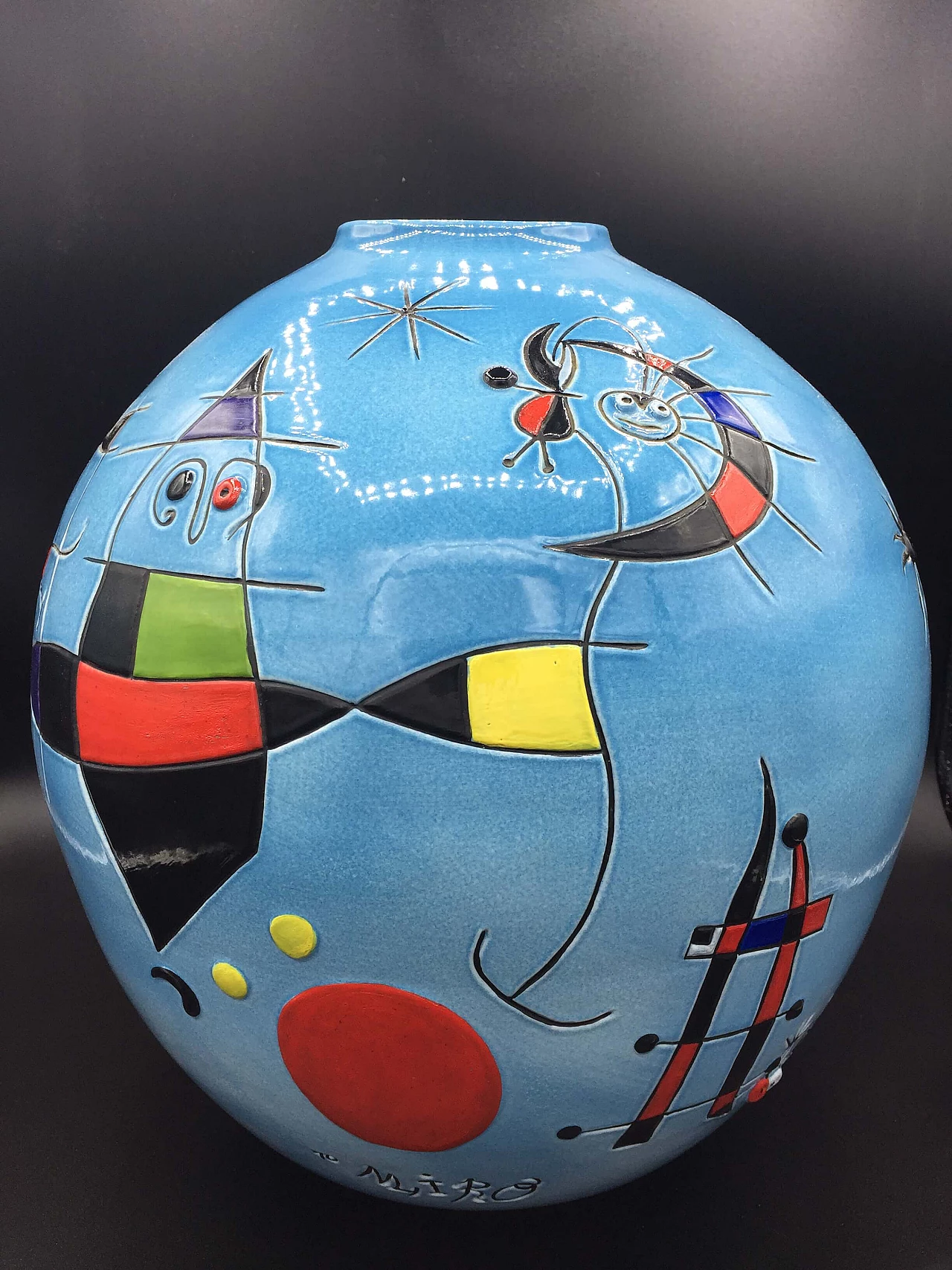 Vaso in ceramica omaggio a Mirò di Paolo Sterling, anni '60 1447278