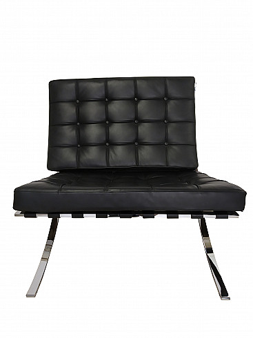 Barcelona chair by Mies van der Rohe from Alivar Museum in black leather, 1920s