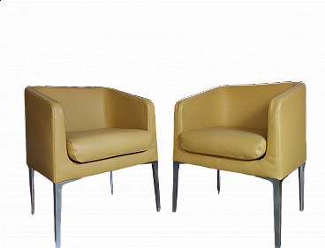 Pair of Alphabet leather armchairs by Roberto Romanello for Segis