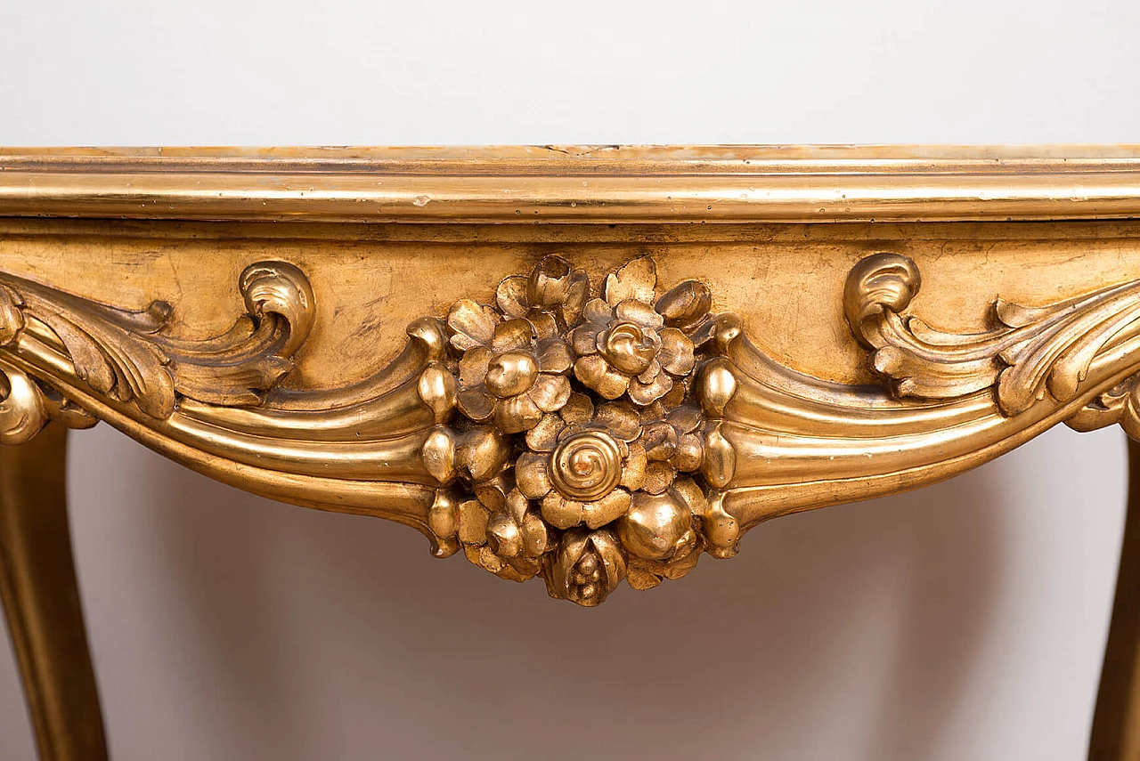 Gilded wooden console table with onyx top, 19th century 1447583