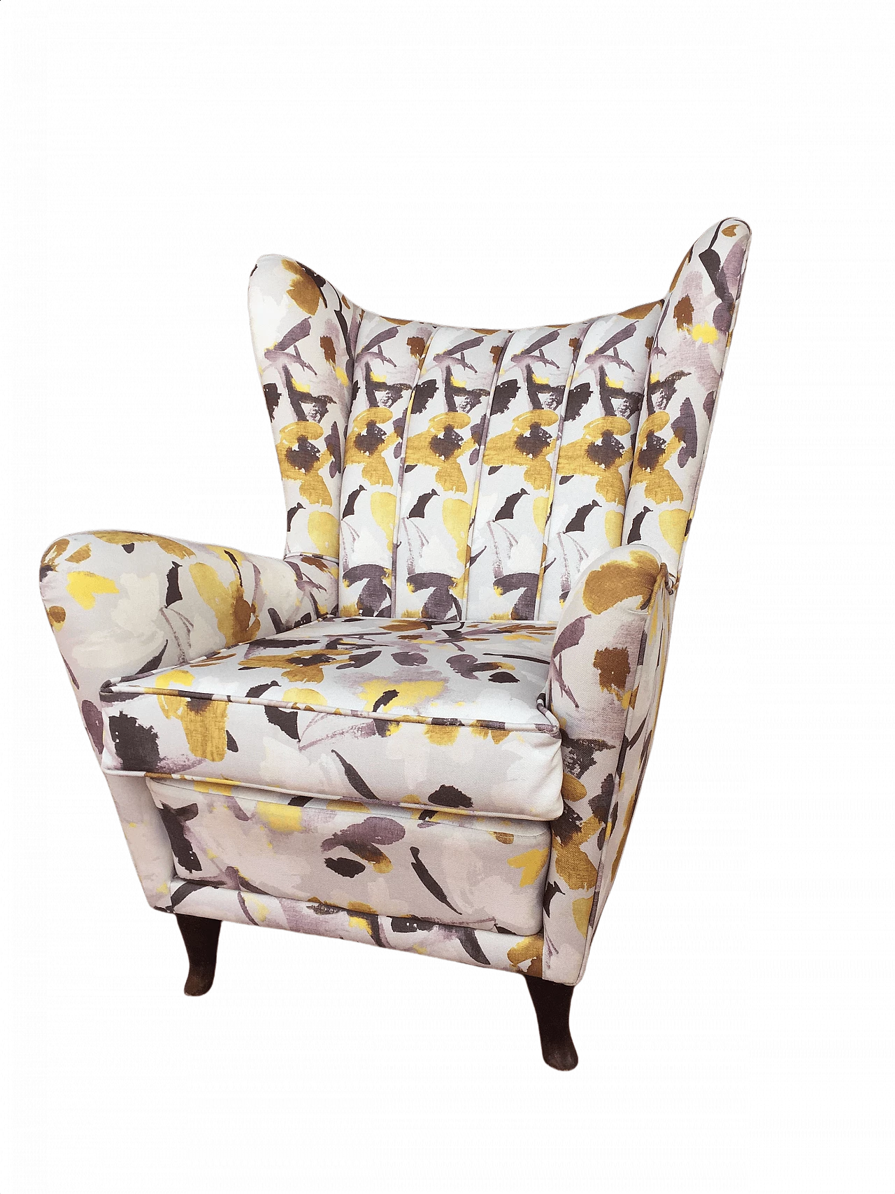 Bergere-type armchair in floral fabric, 20th century 1447617