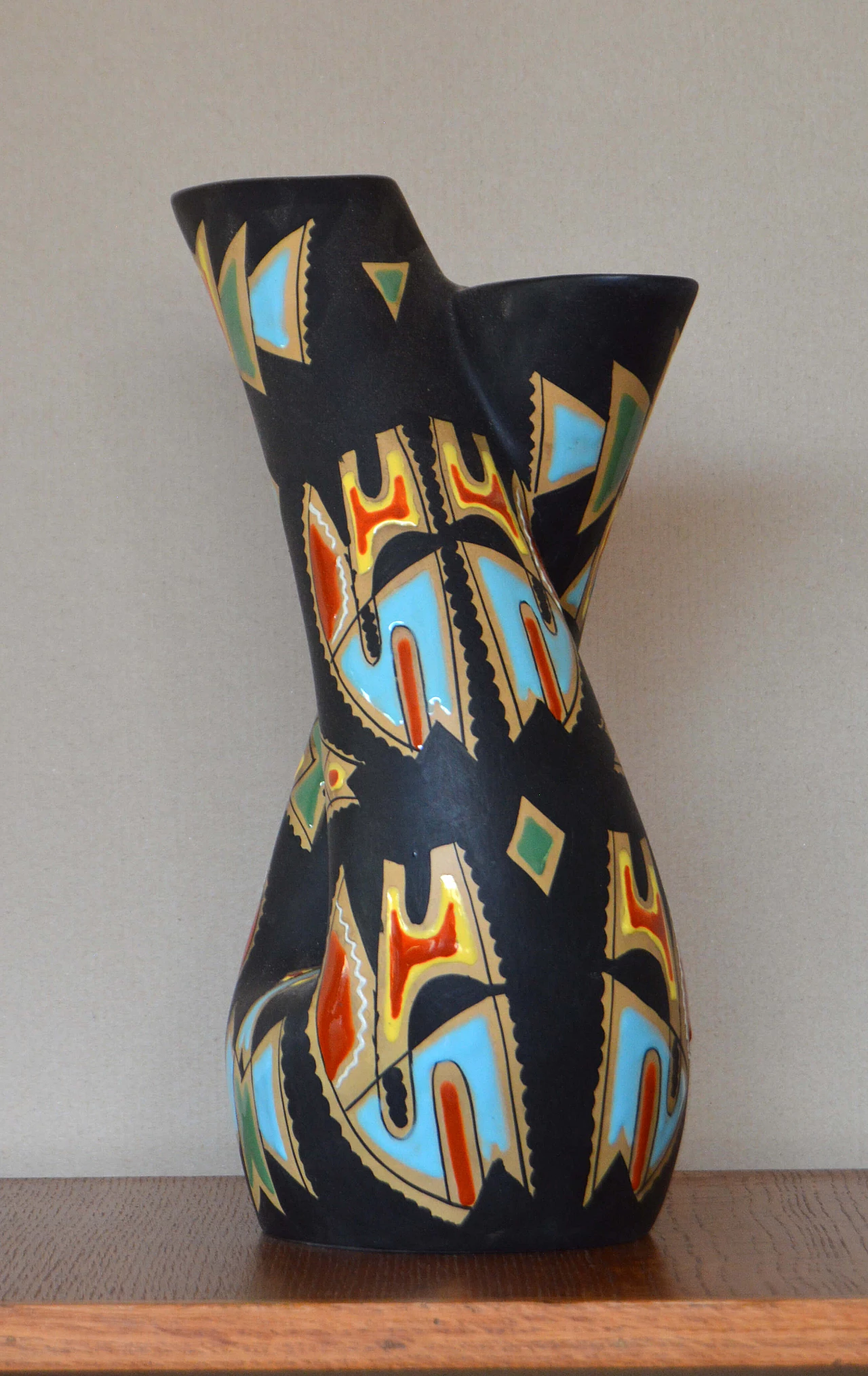 Vaso in ceramica Deruta multicolore, anni '50 1448299