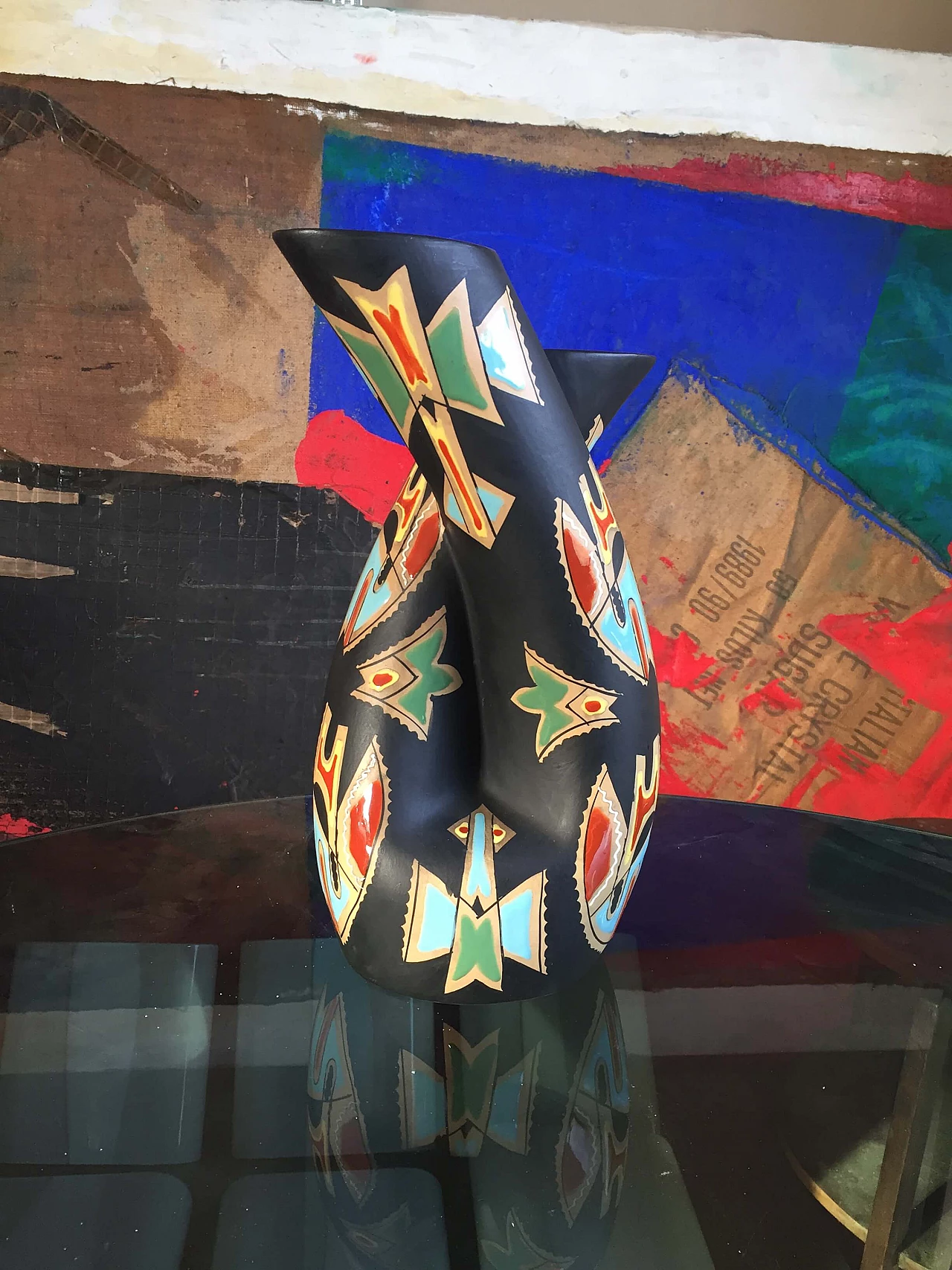 Deruta multicoloured ceramic vase, 1950s 1448388