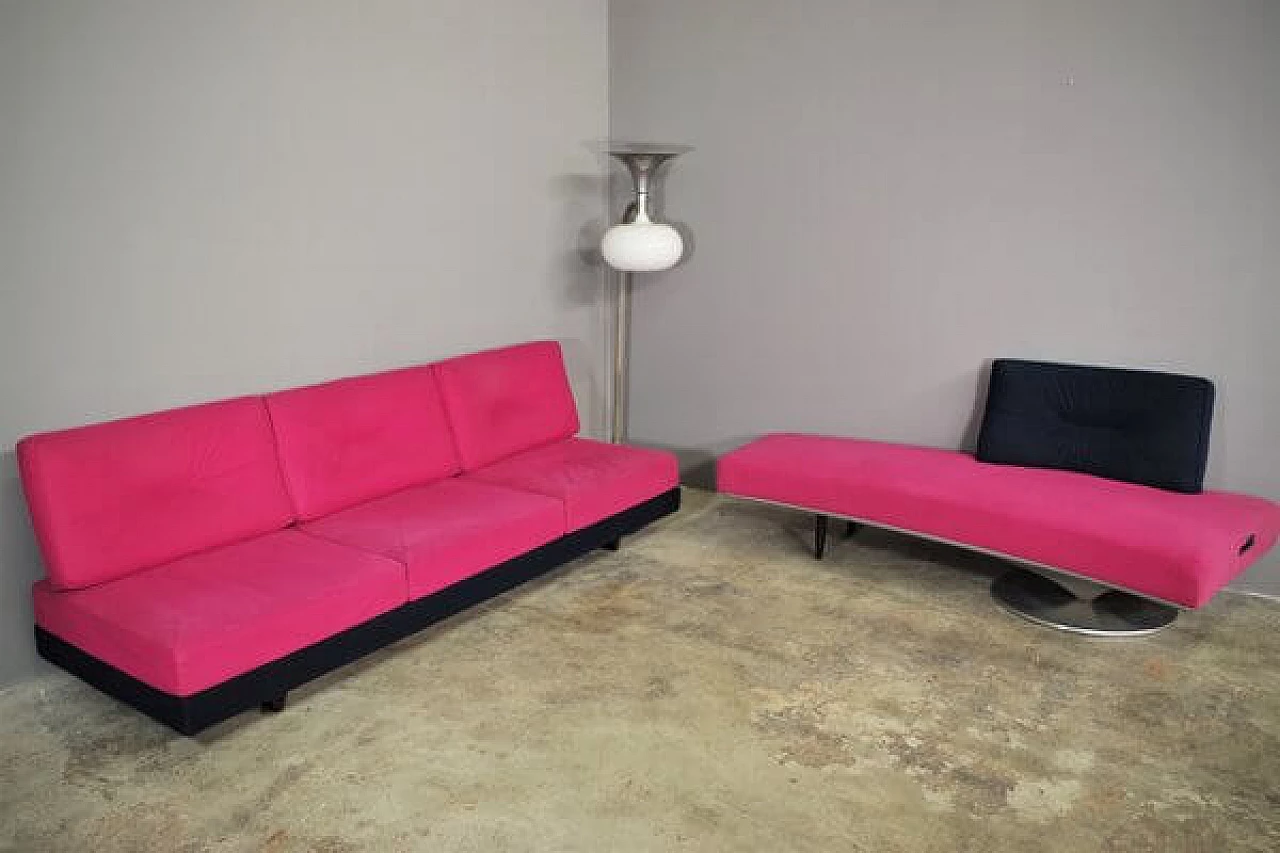 Pair of Saporiti sofas with removable alcantara covers, 1990s 1448655