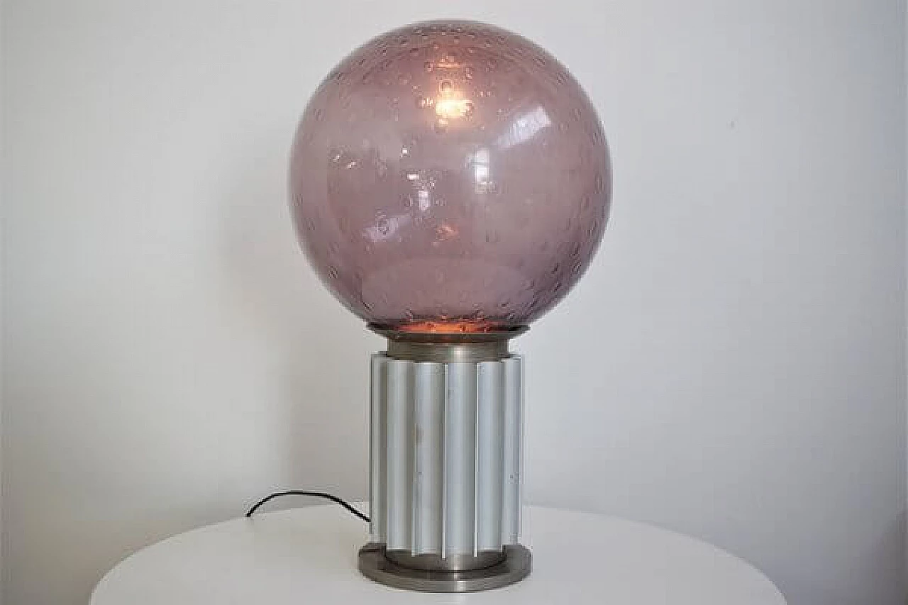 Purple blown glass sphere table lamp, 1960s 1448669