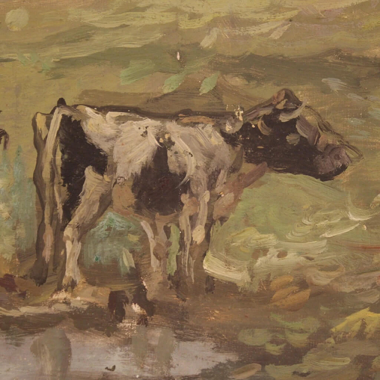 Landscape oil on masonite signed Giron, 1950s 1448757