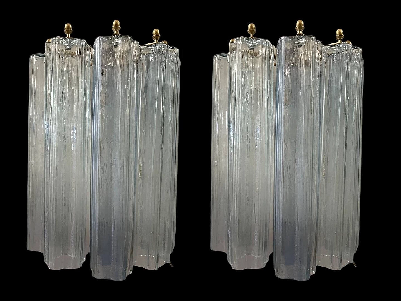 Coppia di applique a tubo in vetro di Murano, anni '60 1448774