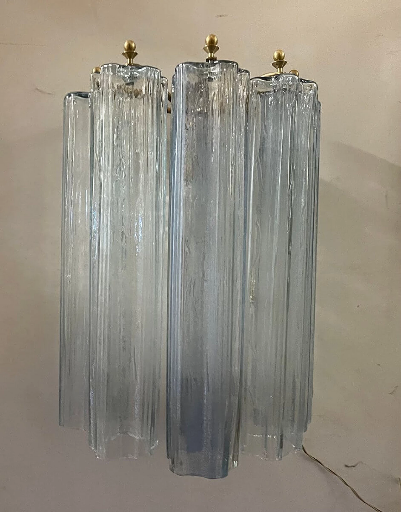 Coppia di applique a tubo in vetro di Murano, anni '60 1448776